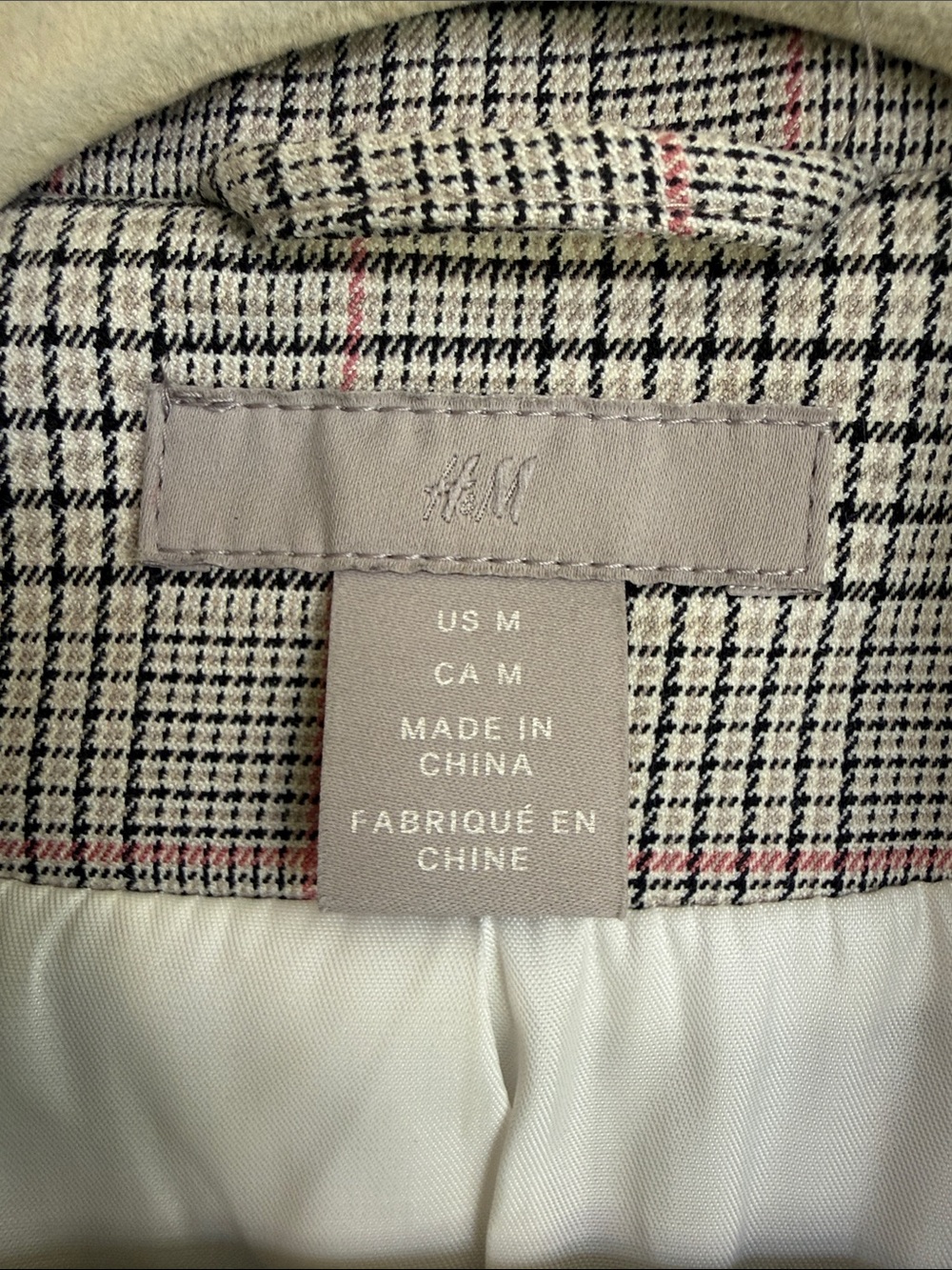 H&M Gray Plaid Blazer with Pink Windowpane Accent - Picture 5 of 8